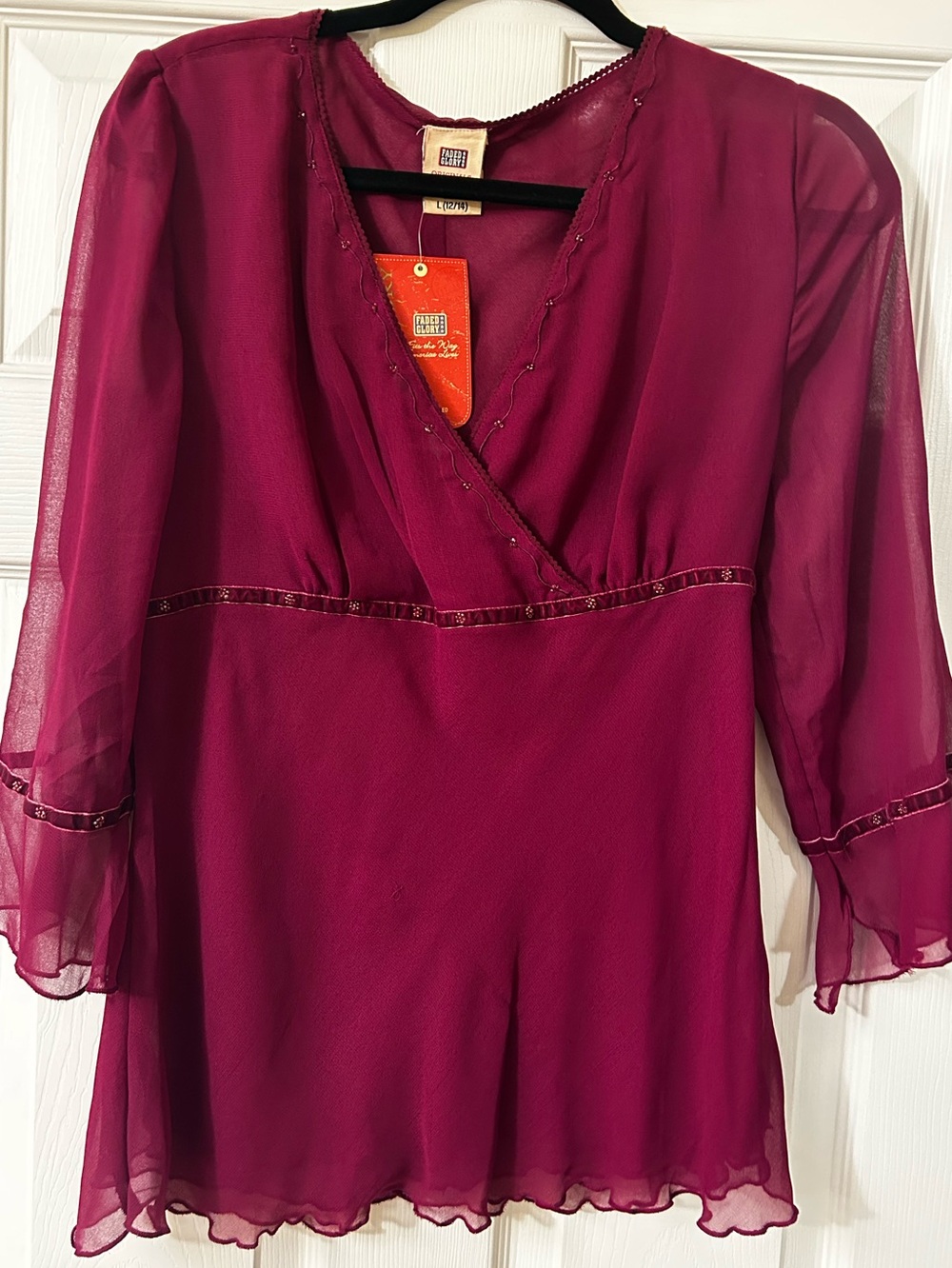 Faded Glory-NWT Women's Magenta Chiffon Blouse